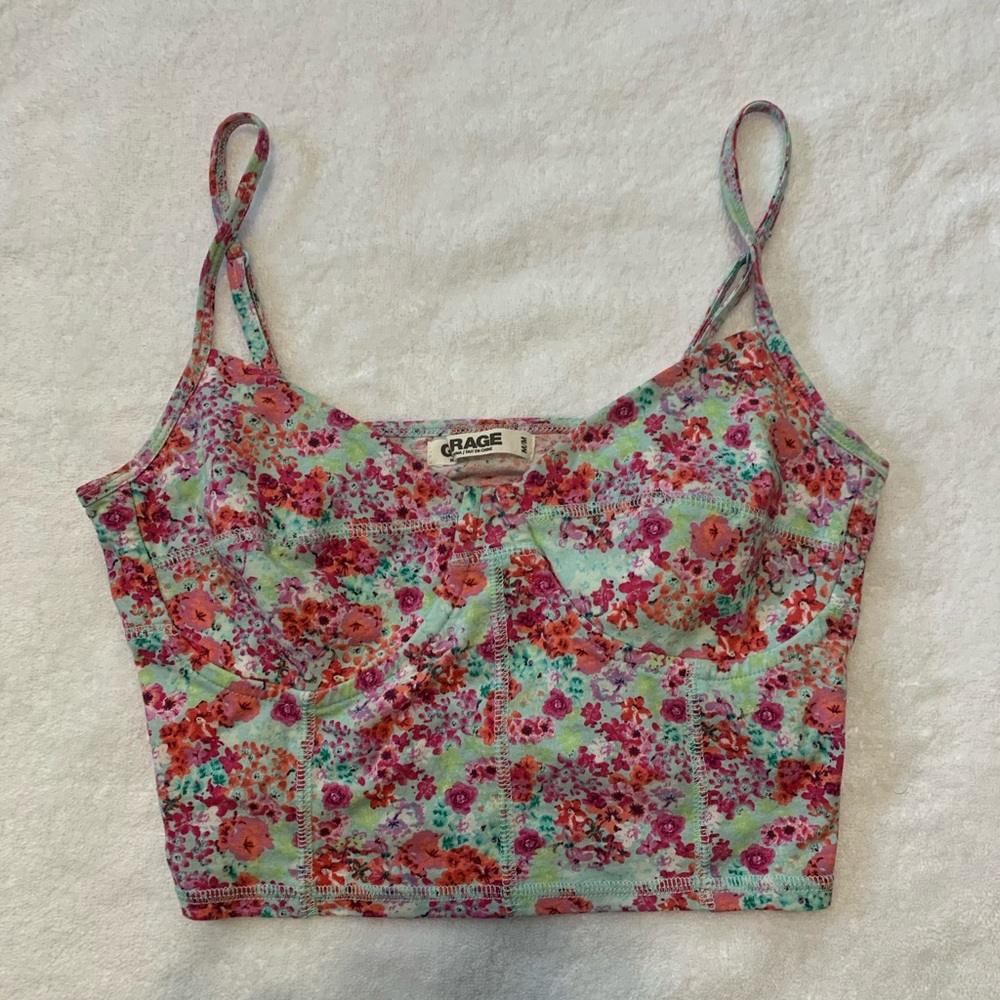 garage multicolored floral bralette/crop top